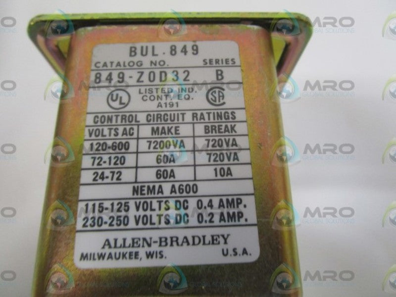 ALLEN BRADLEY 849-ZOD32 SER. B TIMING RELAY (AS PICTURED)  NSMP