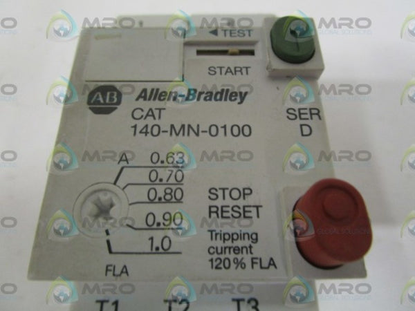 ALLEN BRADLEY 140-MN-0100 SER. D MANUAL MOTOR 0.63-1.0A (AS PICTURED)  UNMP