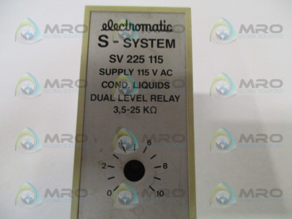 ELECTROMATIC SV225115 LIQUIDS DUAL LEVEL RELAY 115V (AS PICTURED)  UNMP