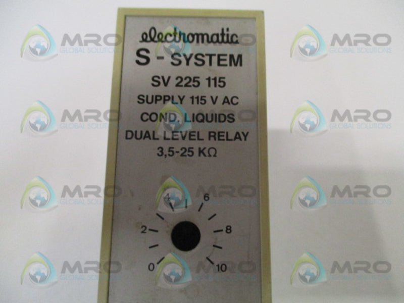 ELECTROMATIC SV225115 LIQUIDS DUAL LEVEL RELAY 115V (AS PICTURED)  UNMP