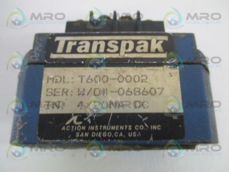 ACTION INSTRUMENTS T600-0002 TRANSPAK ISOLATOR (AS PICTURED)  UNMP