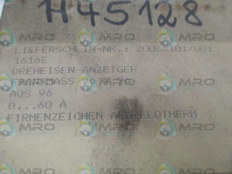 AEG-ELOTHERM 20066101/001 PANEL METER 0-60A  NSMP