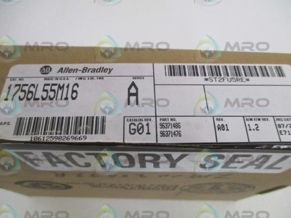 ALLEN BRADLEY 1756-L55M16 SER. A F/W 1.2 PROCESSOR UNIT  NSMP