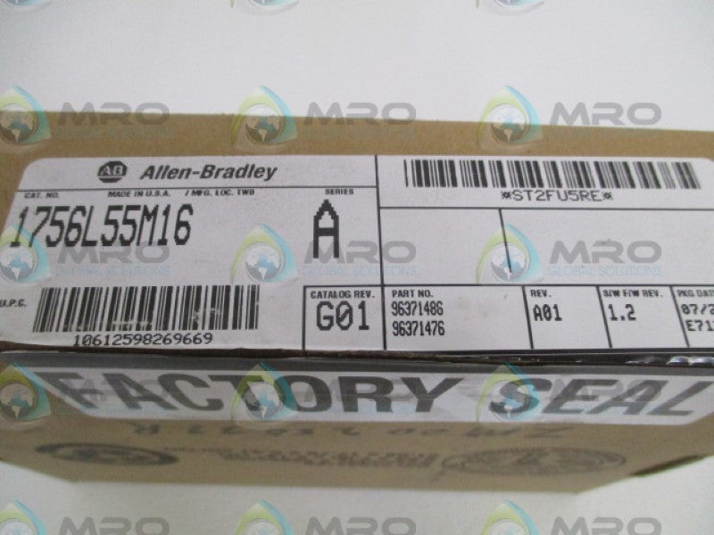 ALLEN BRADLEY 1756-L55M16 SER. A F/W 1.2 PROCESSOR UNIT  NSMP