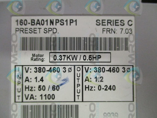 ALLEN BRADLEY 160-BA01NPS1P1 SER. C F/W 7.03 CONTROLLER (AS PICTURED)  UNMP