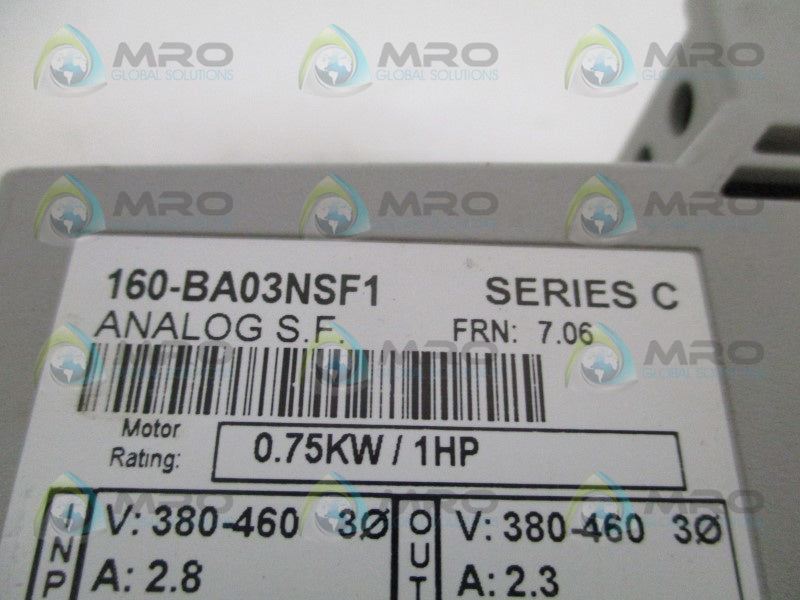 ALLEN BRADLEY 160-BA03NSF1 SER. C F/W 7.06 CONTROLLER (NO KEYPAD)  UNMP