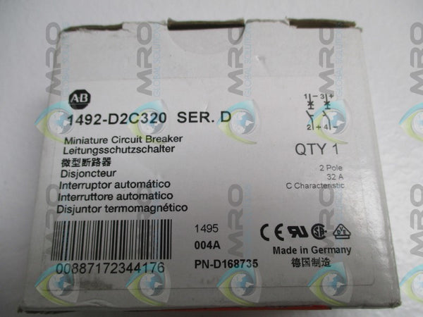 ALLEN BRADLEY 1492-D2C320 SER. D CIRCUIT BREAKER 32A  NSMP