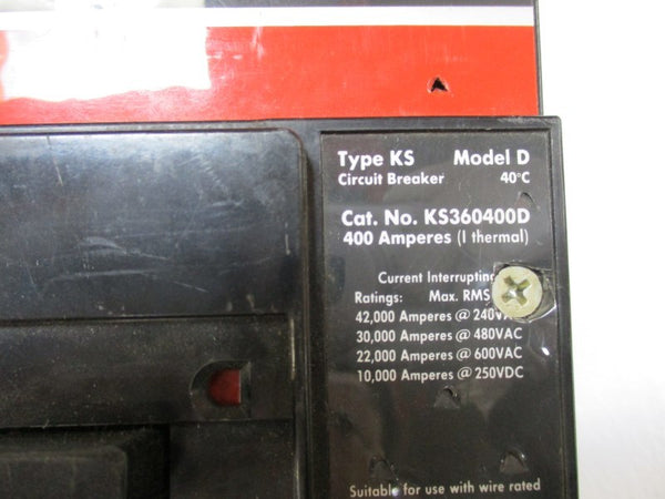 CUTLER HAMMER KS360400D CIRCUIT BREAKER 400A 600VAC UNMP