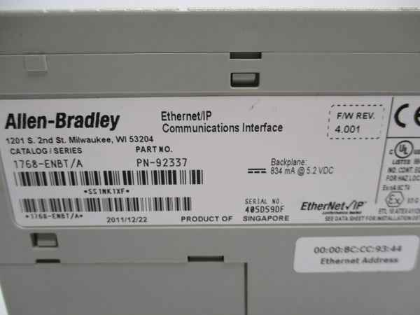 ALLEN BRADLEY 1768-ENBT SER. A F/W 4.001 NSMP