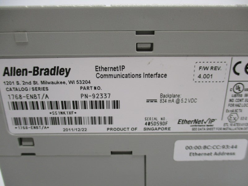 ALLEN BRADLEY 1768-ENBT SER. A F/W 4.001 NSMP