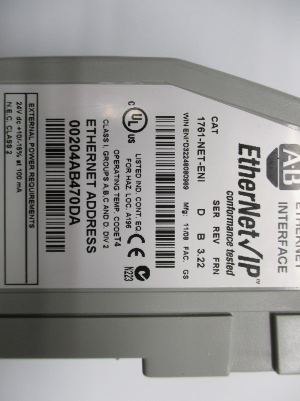ALLEN BRADLEY 1761-NET-ENI SER. D F/W 3.22 NSNP
