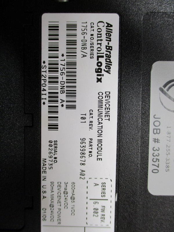 ALLEN BRADLEY 1756-DNB SER. A F/W 6.002 REMAN