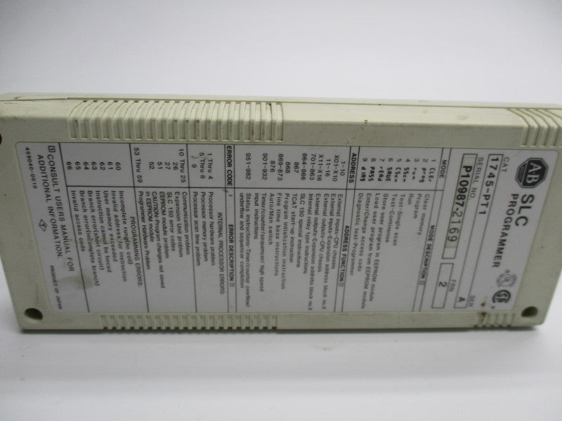 ALLEN BRADLEY 1745-PT1 SER. A F/W 2 UNMP