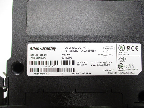 ALLEN BRADLEY 1756-OB16E SER. A 24VDC F/W 3.3 NSNP