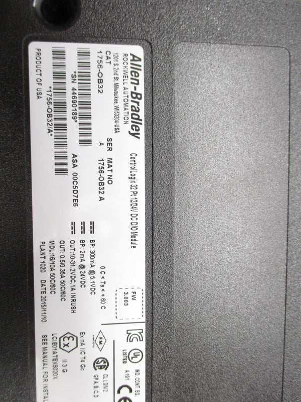 ALLEN BRADLEY 1756-OB32 SER. A 12/24VDC 1A F/W 3.003 NSNP