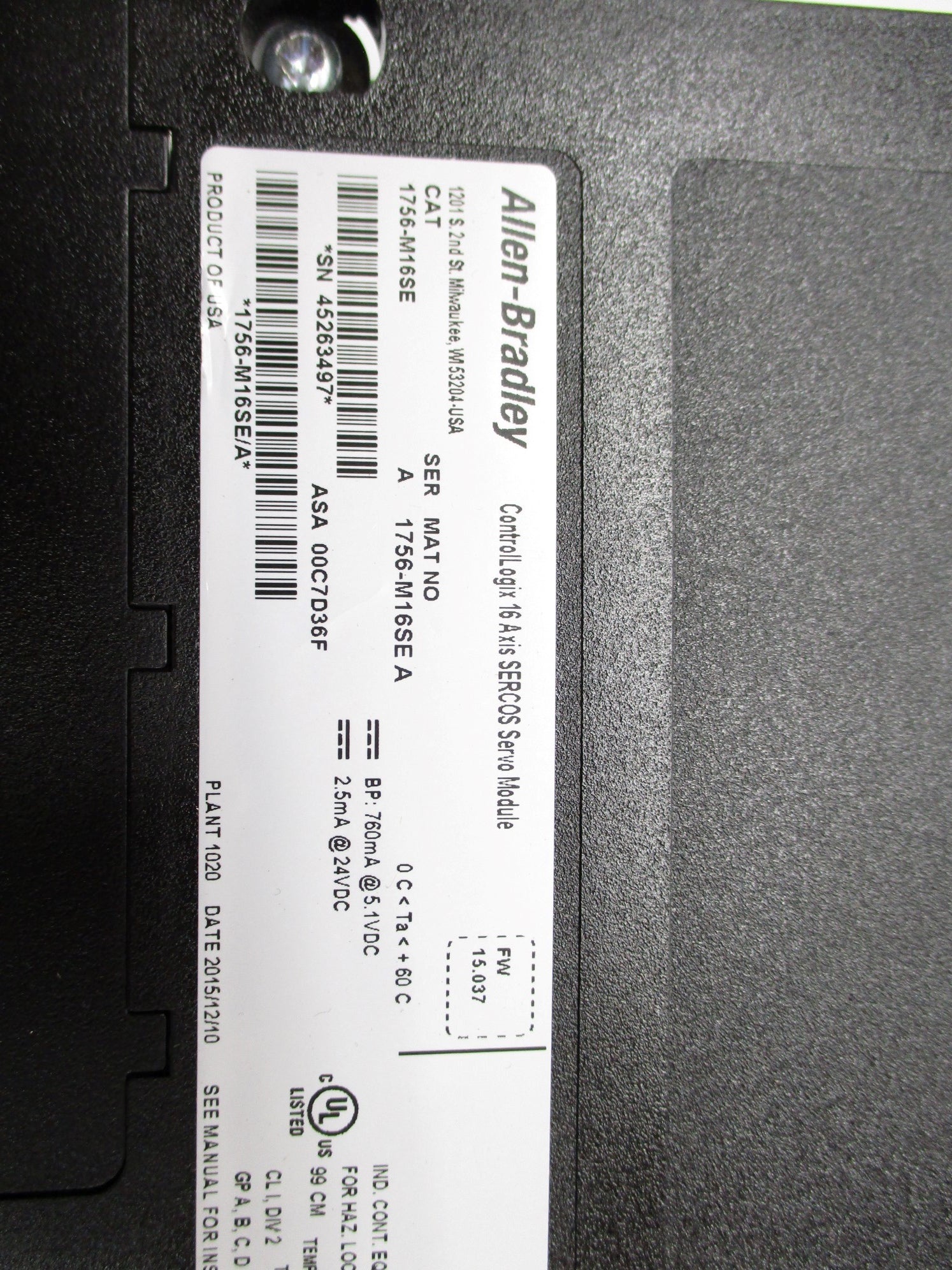 ALLEN BRADLEY 1756-M16SE SER. A F/W 15.037 NSNP
