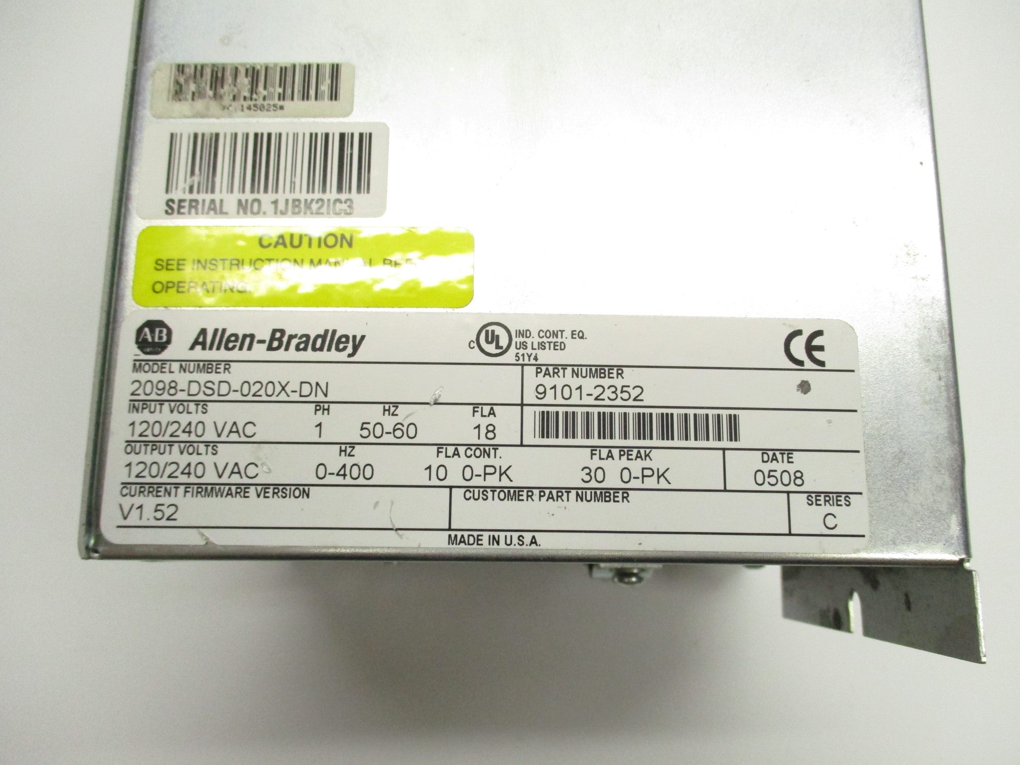 ALLEN BRADLEY 2098-DSD-020X-DN SER. C F/W V1.52 UNMP