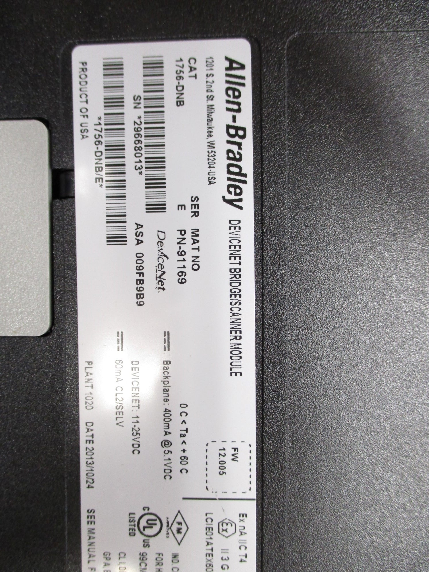 ALLEN BRADLEY 1756-DNB SER. E F/W 12.005 NSMP