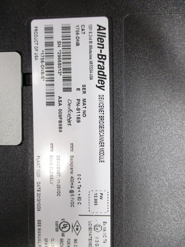 ALLEN BRADLEY 1756-DNB SER. E F/W 12.005 NSMP