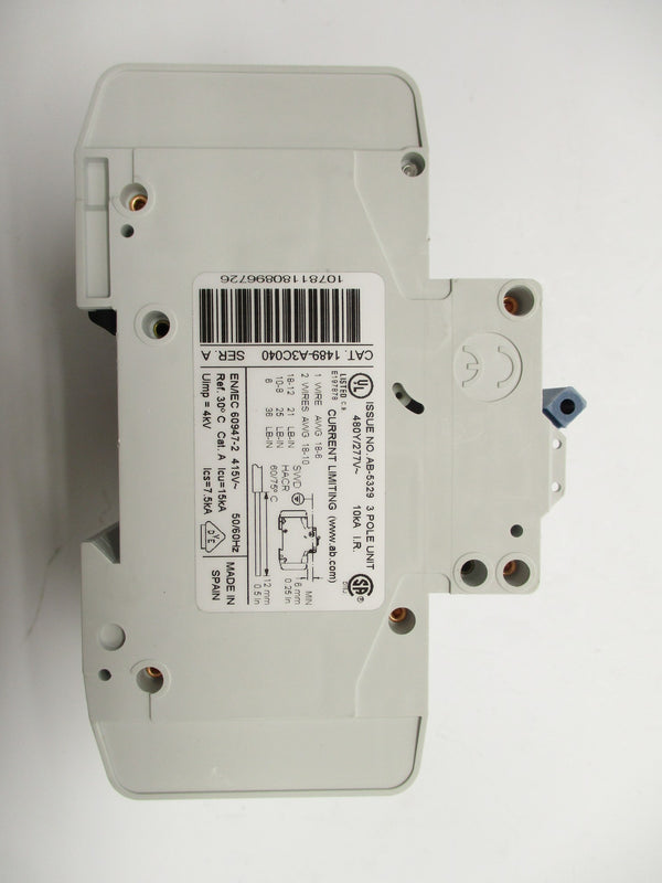 ALLEN BRADLEY 1489-A3C040 SER. A 4A 480/277VAC NSMP