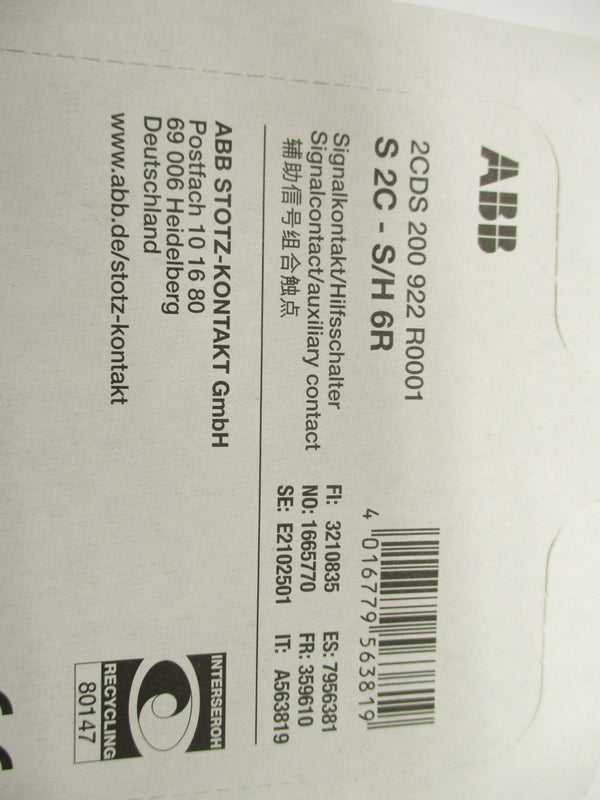 ABB 2CDS200922R0001 S2C-S/H6R NSMP