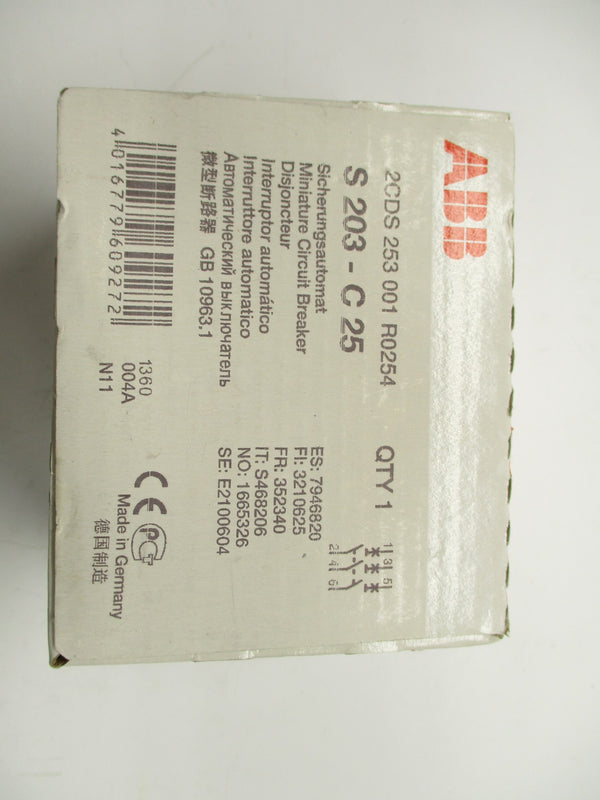 ABB 2CDS253001R0254 S203-C25 NSMP