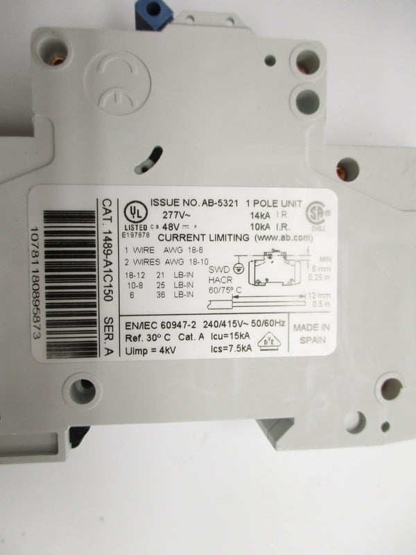 ALLEN BRADLEY 1489-A1C150 SER. A 277V 15A NSNP