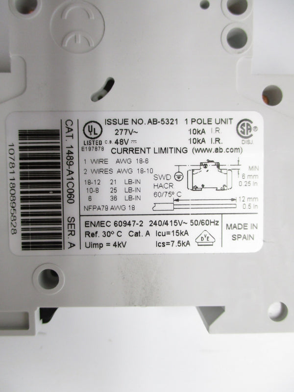 ALLEN BRADLEY 1489-A1C060 SER. A 277V 6A NSNP