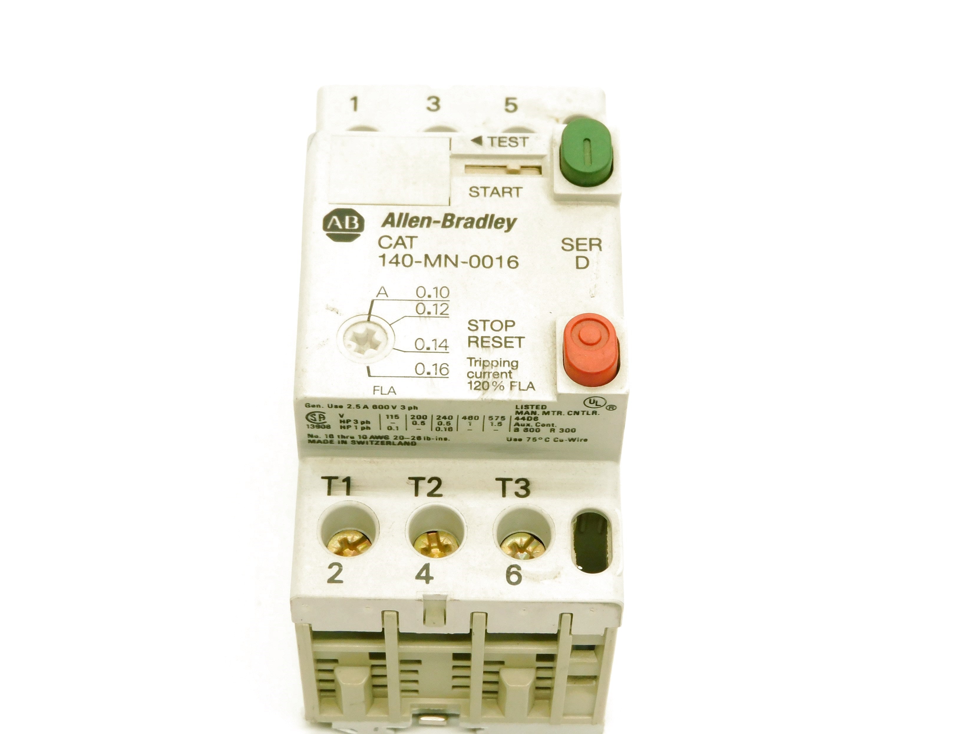 ALLEN BRADLEY 140-MN-0016 SER. D 0.1-0.16A 690V (AS PICTURED) UNMP
