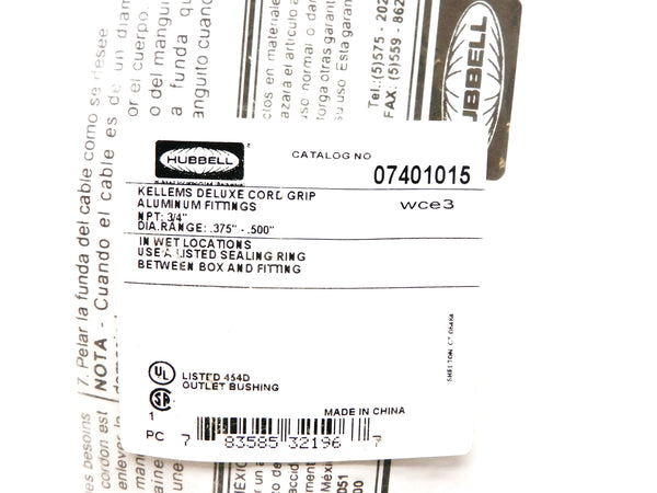 HUBBELL 07401015 3/4" NSMP