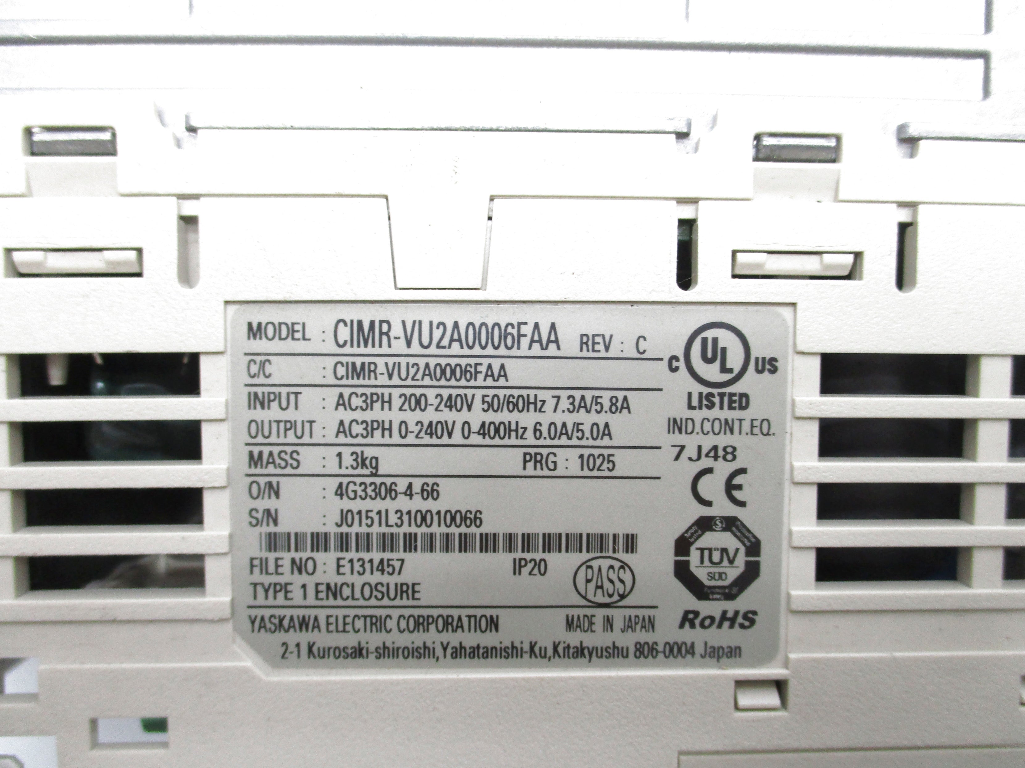 YASKAWA CIMR-VU2A0006FAA (AS PICTURED) UNMP