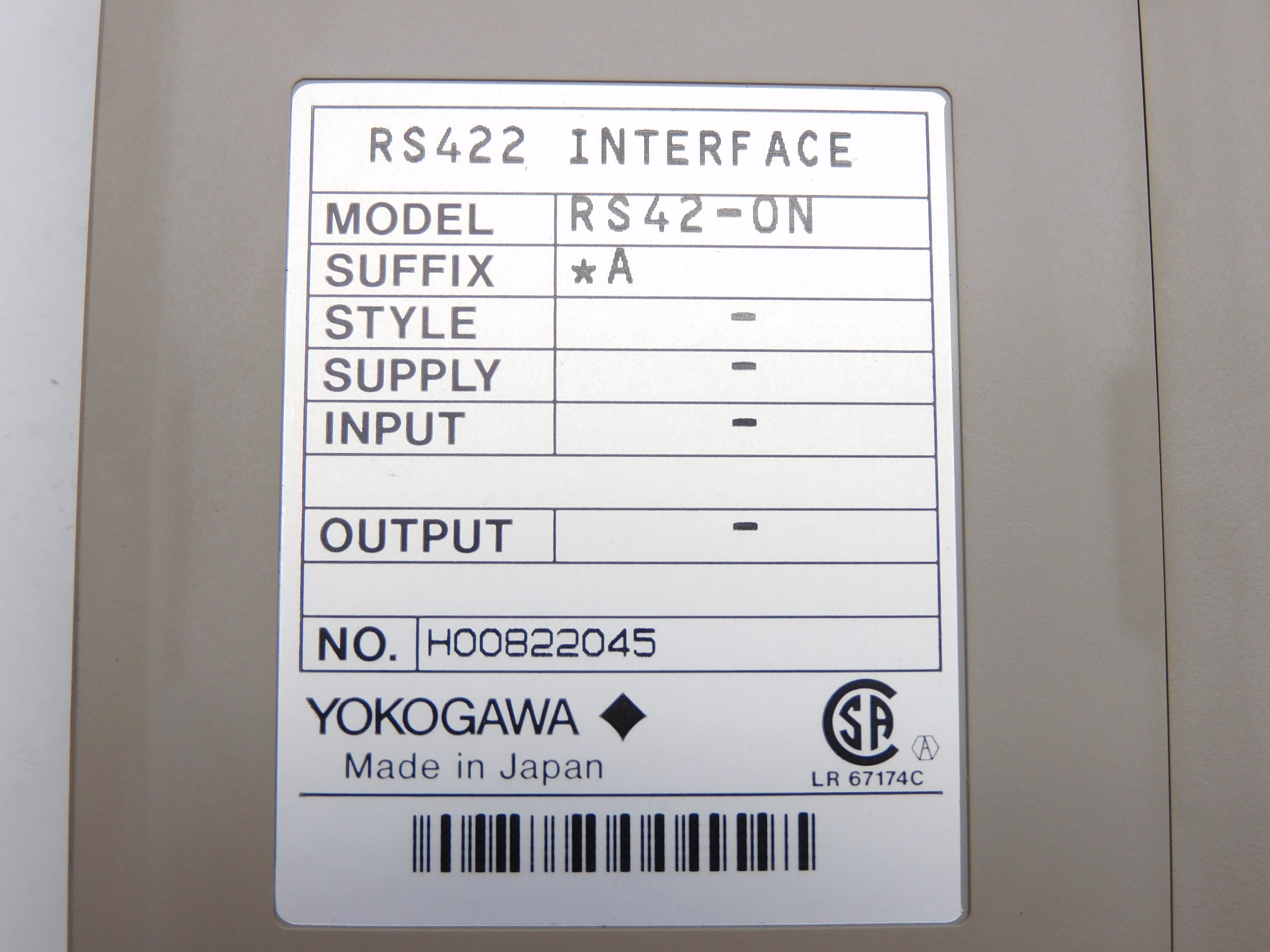 YOKOGAWA RS42-ON UNMP