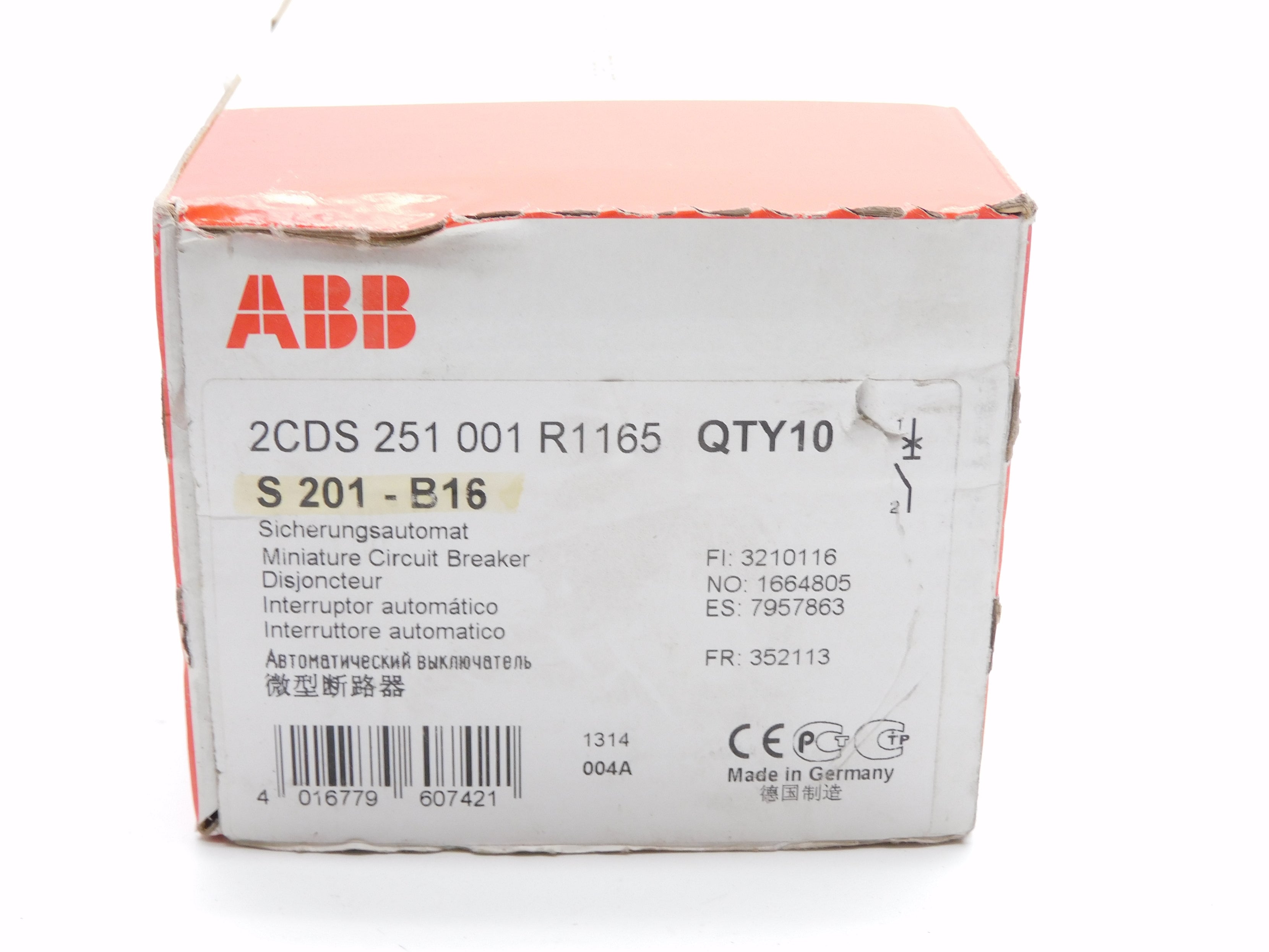 ABB S201-B16 16A (PKG OF 10) NSFS