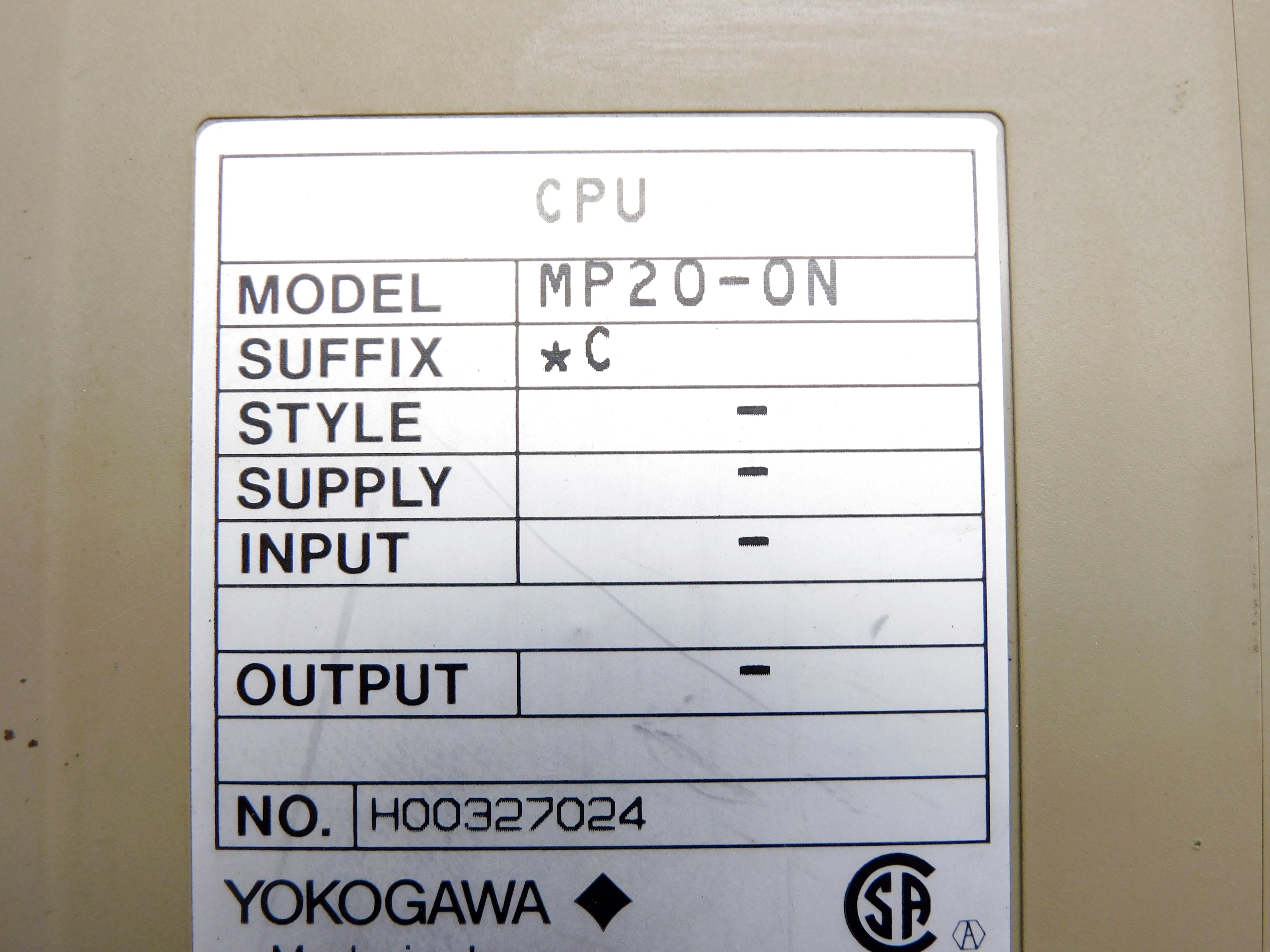 YOKOGAWA MP20-ON (AS PICTURED) UNMP