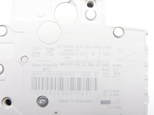 ALLEN BRADLEY 1492-SPM3D050 SER. D 5A 480/277V NSMP