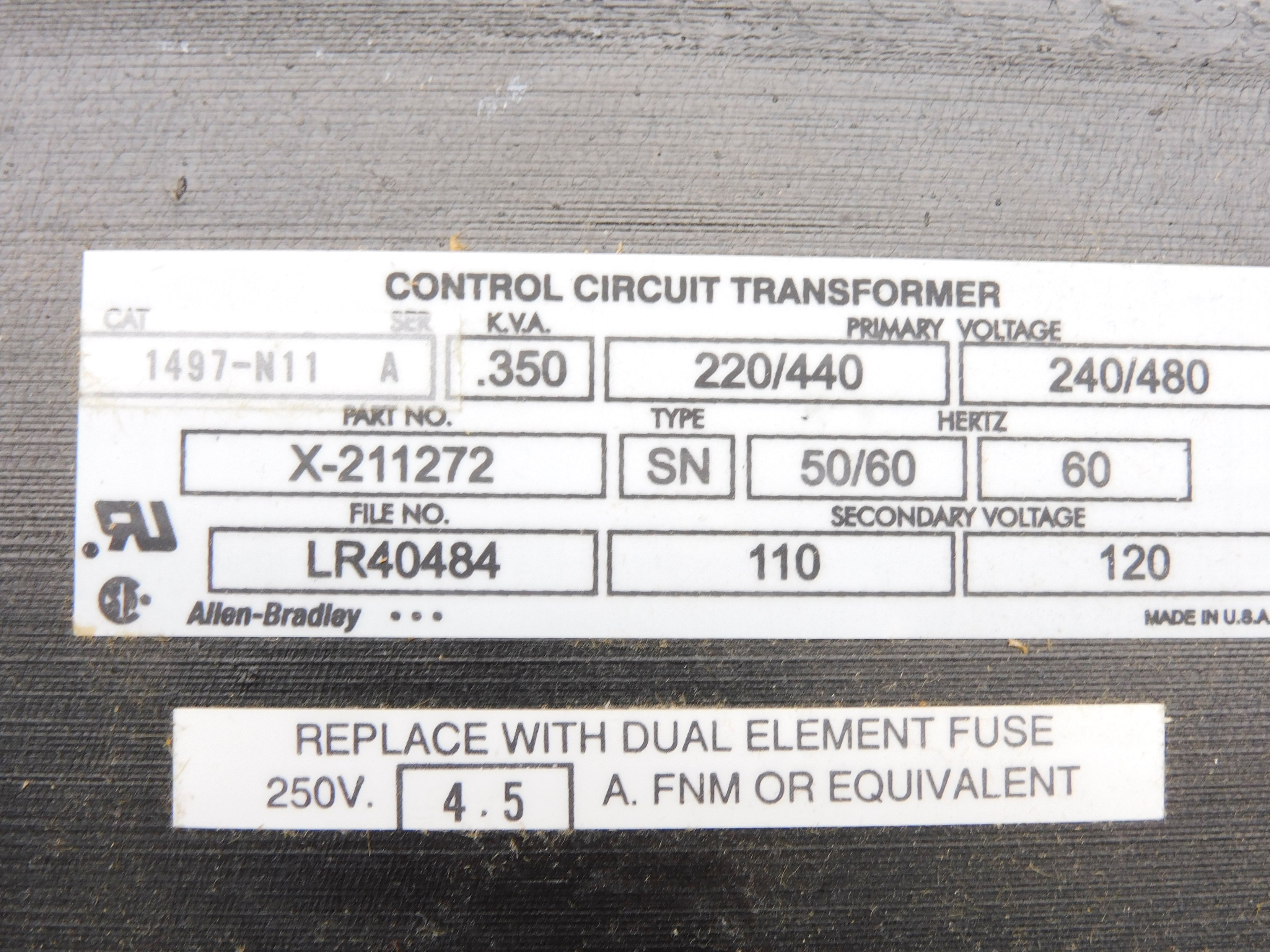 ALLEN BRADLEY 1497-N11 SER. A 480V (BR/WH) NSMP