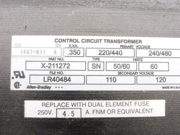 ALLEN BRADLEY 1497-N11 SER. A 480V (BR/WH) NSMP