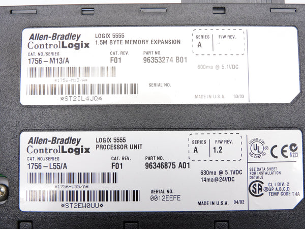 ALLEN BRADLEY 1756-L55M12 SER. A F/W 1.2 NSMP