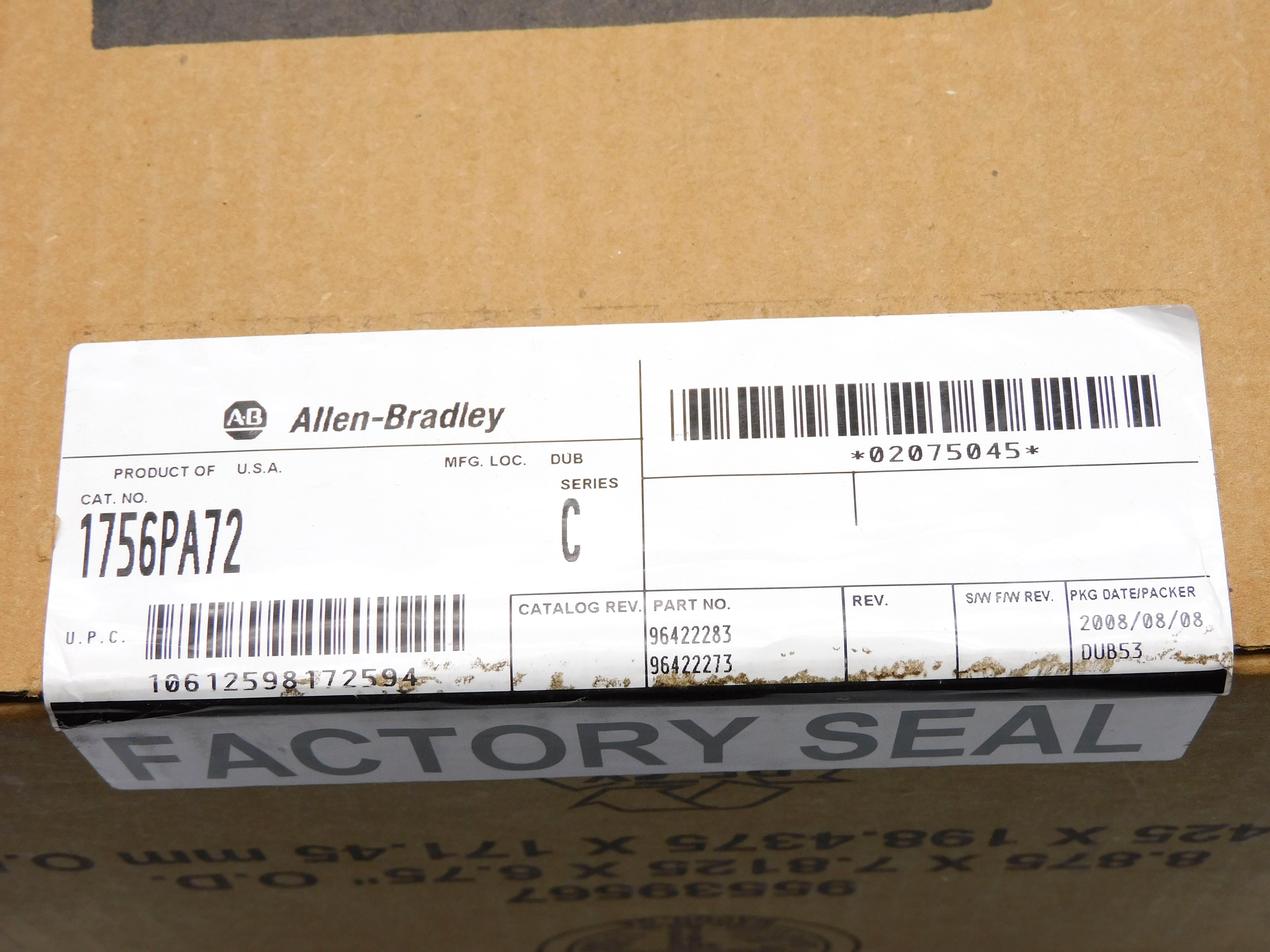 ALLEN BRADLEY 1756-PA72 SER. C DATE: 2008 NSFS