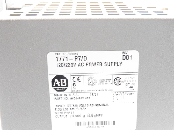 ALLEN BRADLEY 1771-P7 SER. D (AS PICTURED) NSMP