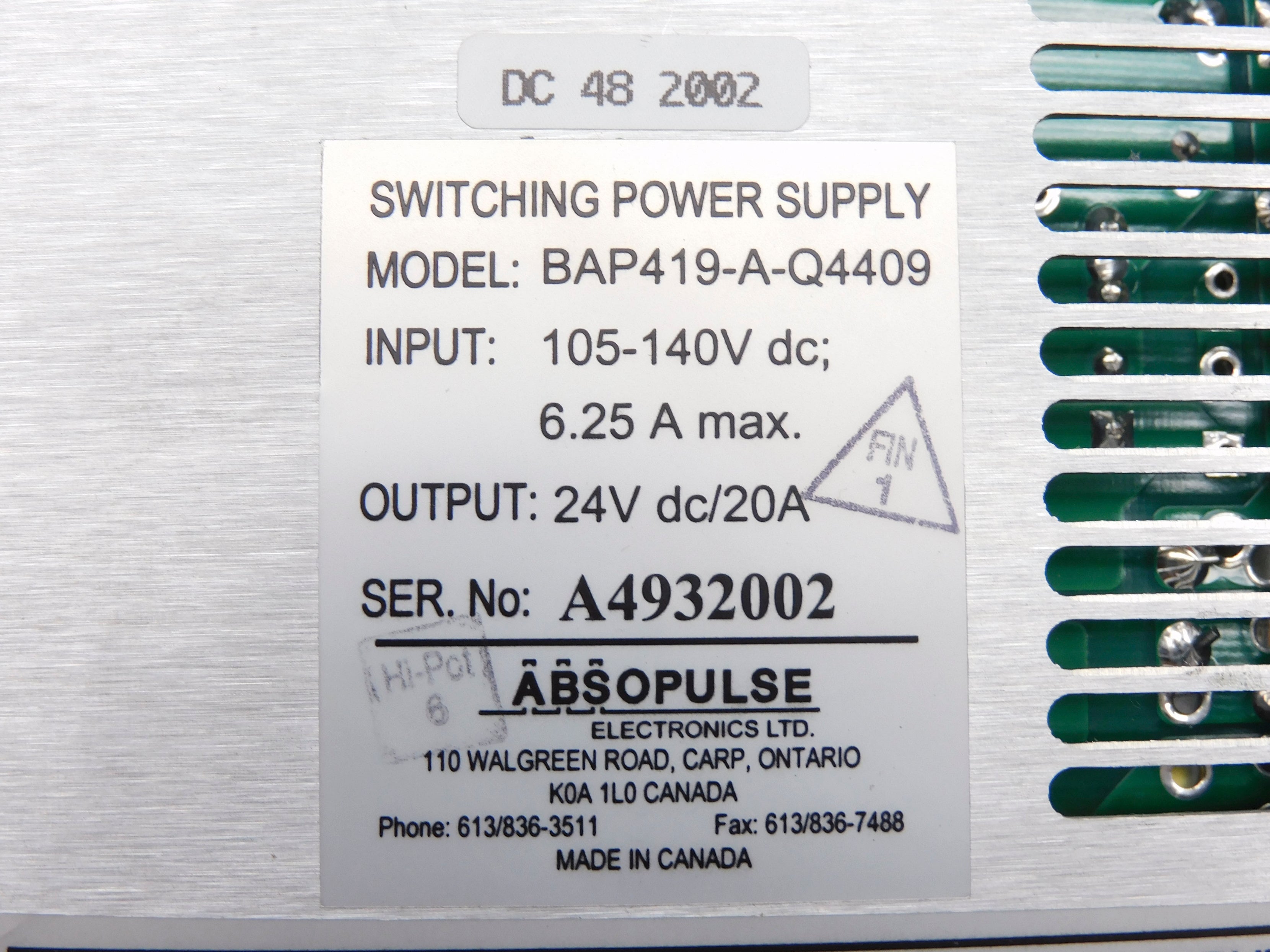 ABSOPULSE ELECTRONICS BAP419-A-Q4409 NSMP