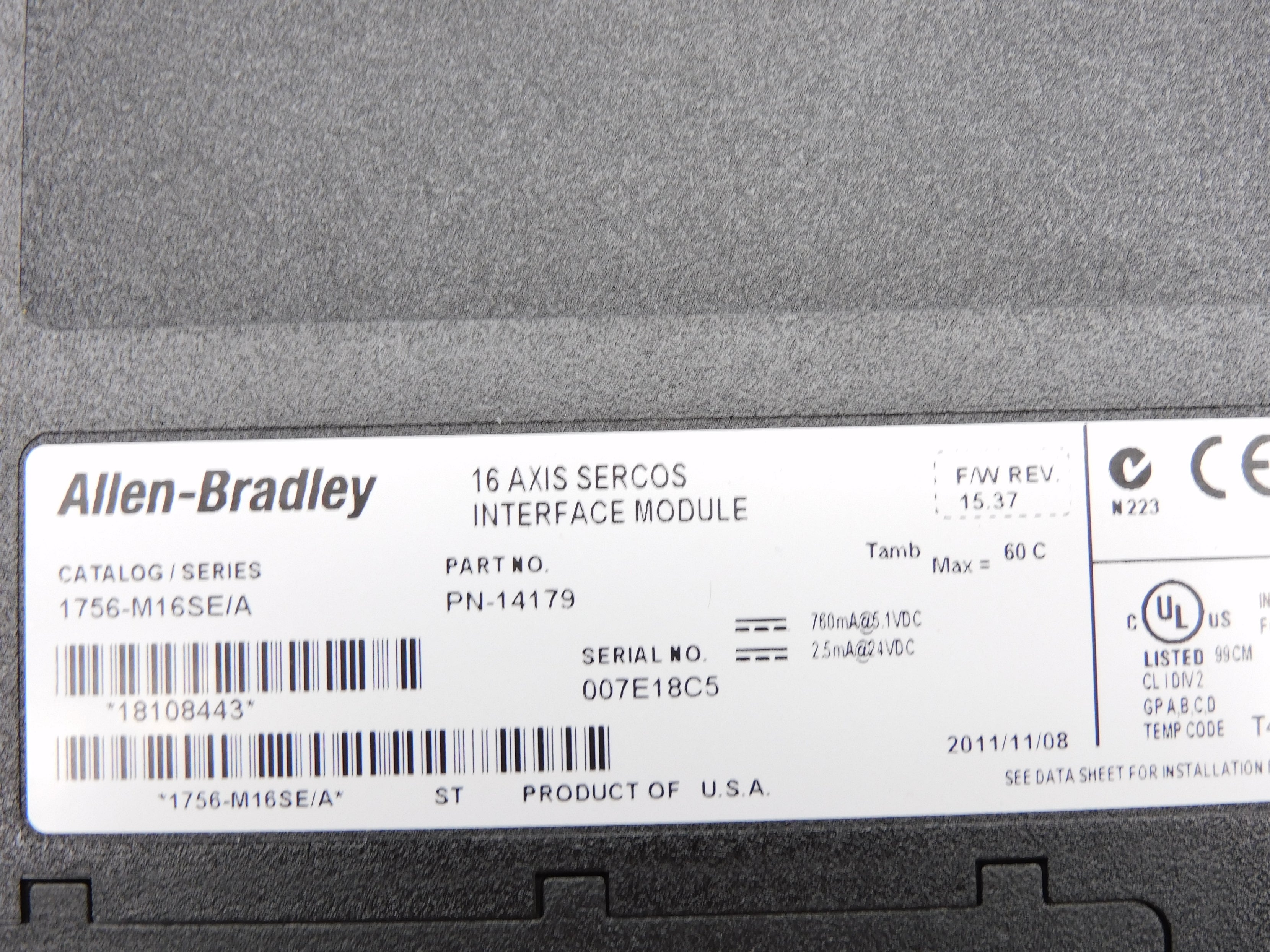 ALLEN BRADLEY 1756-M16SE SER. A F/W 15.37 NSMP