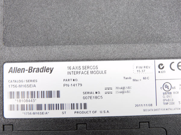 ALLEN BRADLEY 1756-M16SE SER. A F/W 15.37 NSMP
