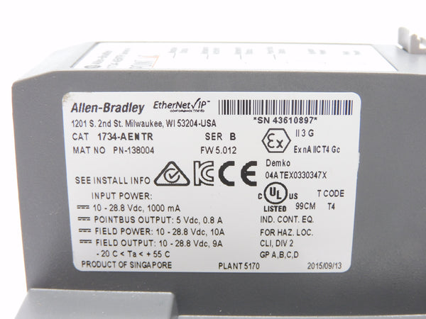 ALLEN BRADLEY 1734-AENTR SER. B F/W 5.012 10-28.8VDC 10A NSMP