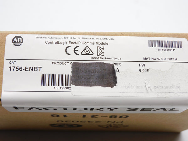 ALLEN BRADLEY 1756-ENBT SER. A F/W 6.006 DATE: 2016 NSFS