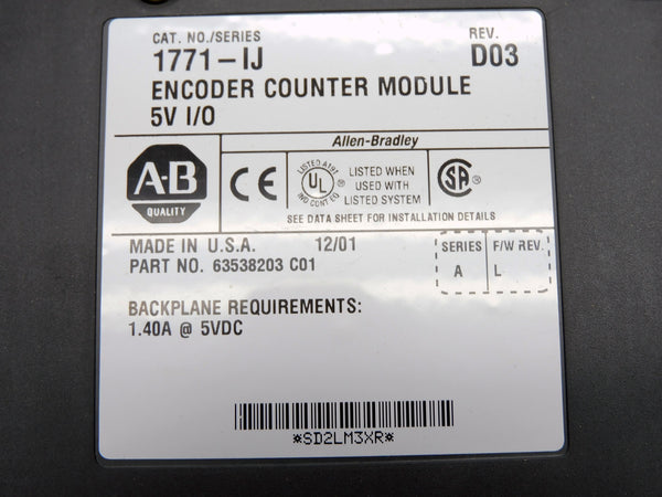 ALLEN BRADLEY 1771-IJ SER. A F/W L 5VDC 1.4A UNMP