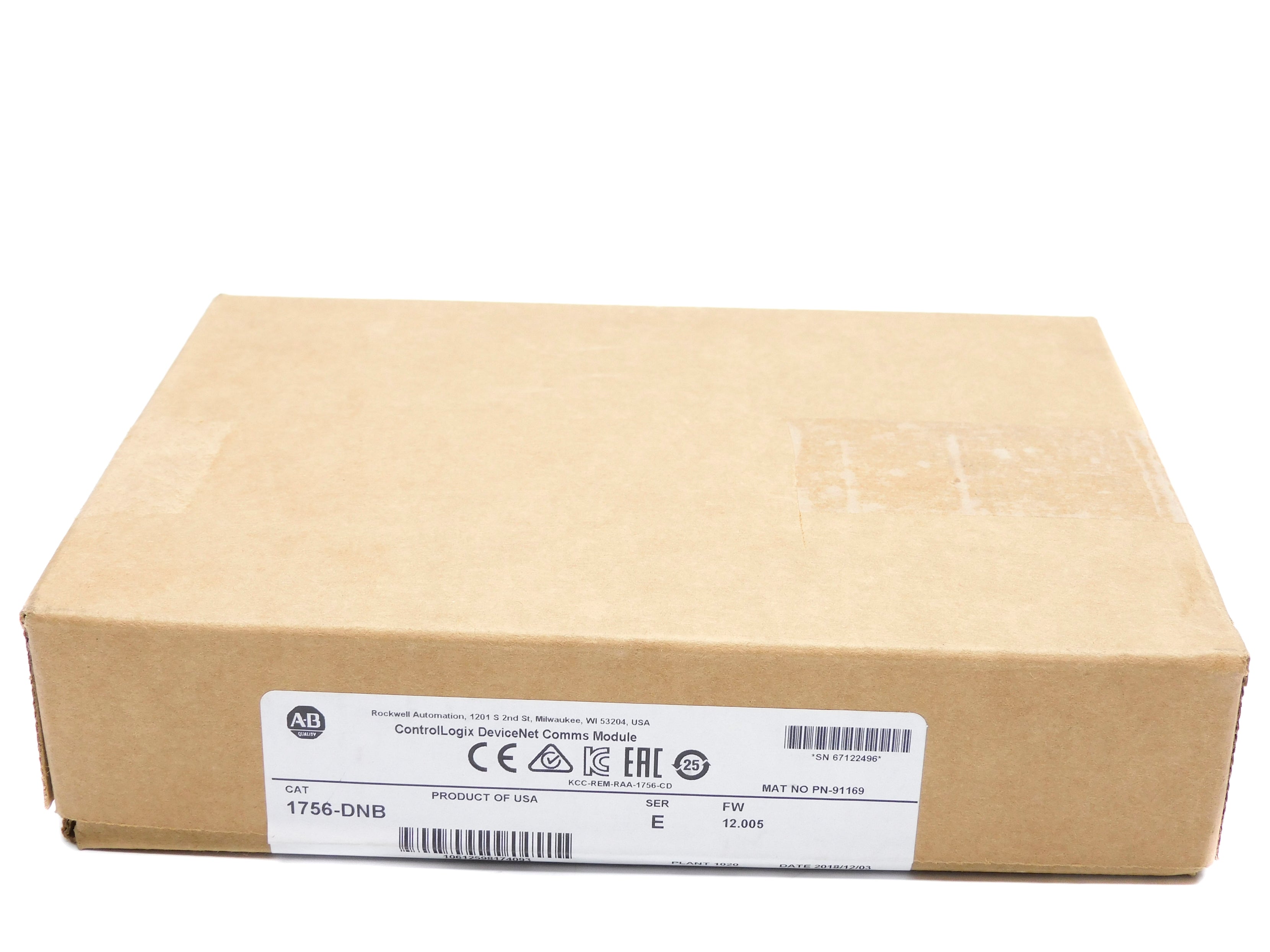 ALLEN BRADLEY 1756-DNB SER. E F/W 12.005 DATE: 2018 NSFS