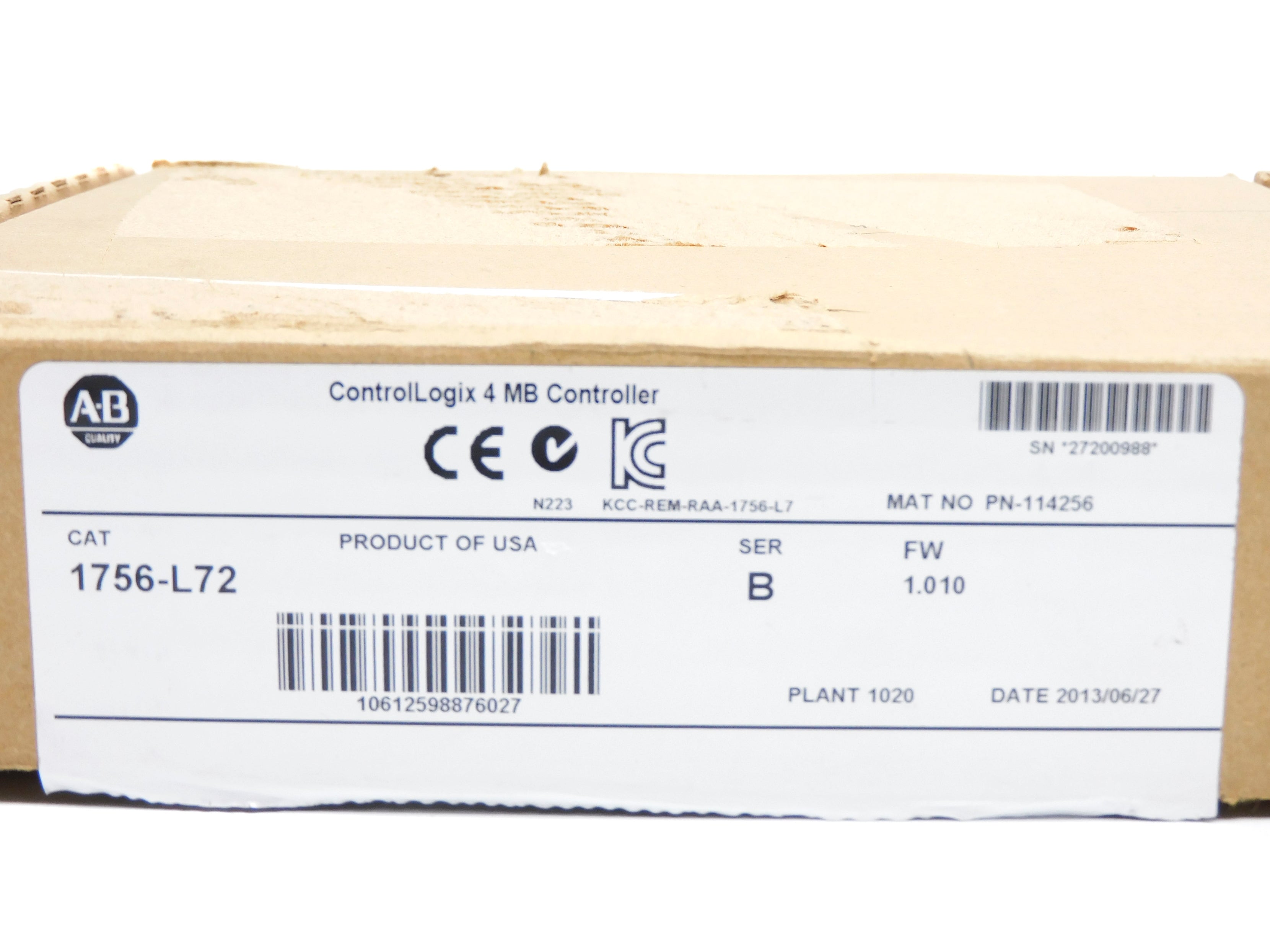 ALLEN BRADLEY 1756-L72 SER. B F/W 1.010 (NO KEY) NSMP