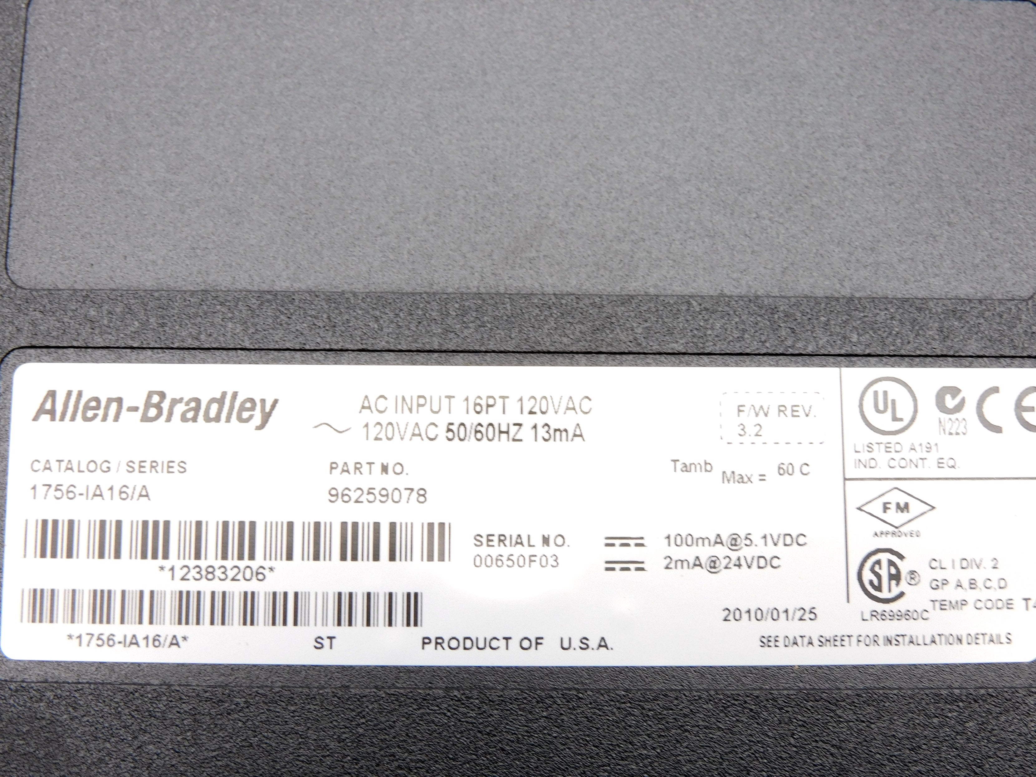 ALLEN BRADLEY 1756-IA16 SER. A F/W 3.2 NSMP