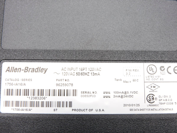ALLEN BRADLEY 1756-IA16 SER. A F/W 3.2 NSMP